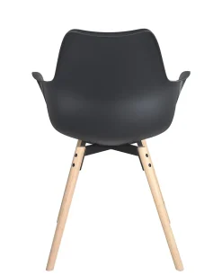 Lot 2 Chaises Scandinaves Accoudoirs Pieds Bois Clair Coussin Moti (noir Marron)