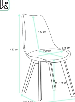Lot 2 Chaises Scandinaves Large Siège Coussin Simili Pieds Bois Hêtre LAO (blanc)