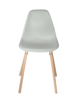 Lot 4 Chaises Scandinaves de Cuisine Siège Plastique Souple Pieds Bois Clair OVA (gris)