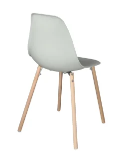 Lot 4 Chaises Scandinaves de Cuisine Siège Plastique Souple Pieds Bois Clair OVA (gris)