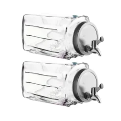 Lot 2 Distributeur de boisson en verre avec robinet en acier inoxydable,récipient à jus limonade glacé 3L -L32.5 x P13.5 x H32.5cm