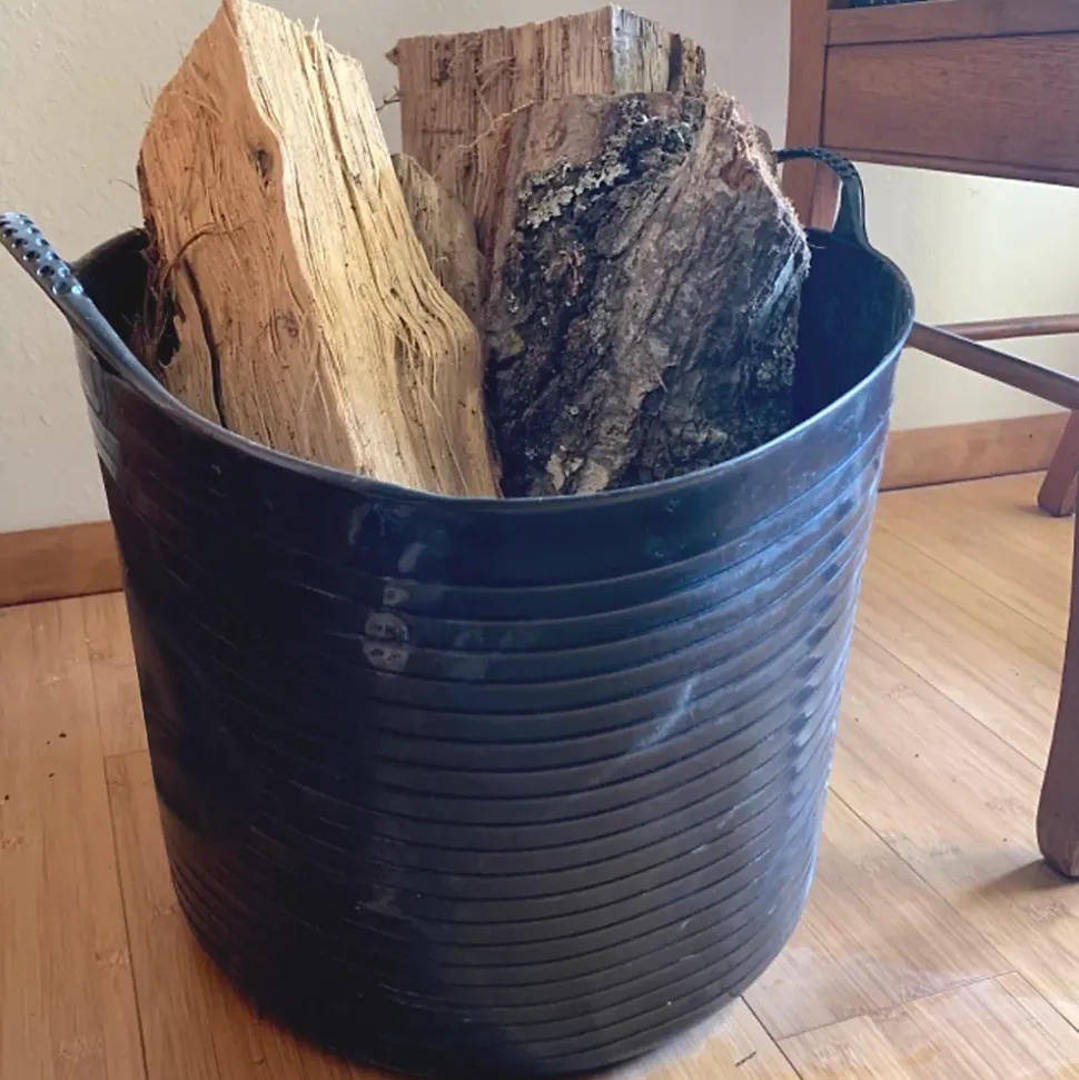 Lot 10 panier avec poignées renforcées (Noir, 42L). Flexible et résistante : jardinage, construction, blanchisserie, agriculture