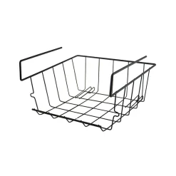 Lot 6 panier suspendu, organisateur à suspendre, rangement placard cuisine, panier de rangement en métal noir -L22 x P22 x H13 cm