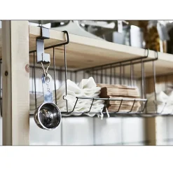 Lot 6 panier suspendu, organisateur à suspendre, rangement placard cuisine, panier de rangement en métal noir -L22 x P22 x H13 cm