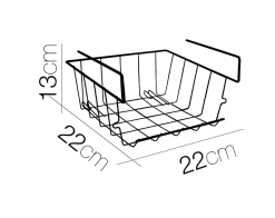 Lot 12 panier suspendu, organisateur à suspendre, rangement placard cuisine, panier de rangement en métal noir -L22 x P22 x H13 cm