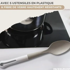 Lot 1 Poêle 20cm & 3 Faitouts 16/20/24cm Fackelmann Geneva avec 5 ustensiles