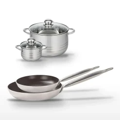 Lot 2 Poêles 28/32 cm & 2 Faitouts 12/20 cm Elo Bistro Line