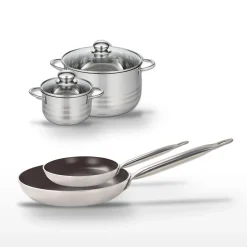 Lot 2 Poêles 24/32 cm et 2 Faitouts 14/20 cm Elo Bistro Line