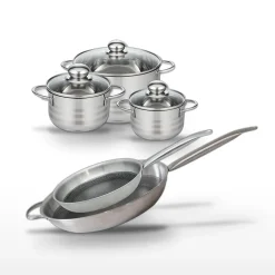 Lot 2 Poêles 28/32 cm et 3 Faitouts 14/16/20 cm Elo Relief Solution