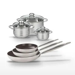 Lot 3 Poêles 24/28/32cm & 3 Faitouts 12/16/20cm Elo Bistro Line