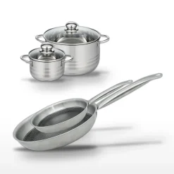 Lot 2 Poêles 24/28cm & 2 Faitouts 14/24cm Elo Relief Solution