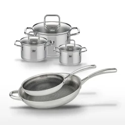 Lot 2 Poêles 28/32cm et 3 Faitouts 12/14/20cm Elo Relief Evolution