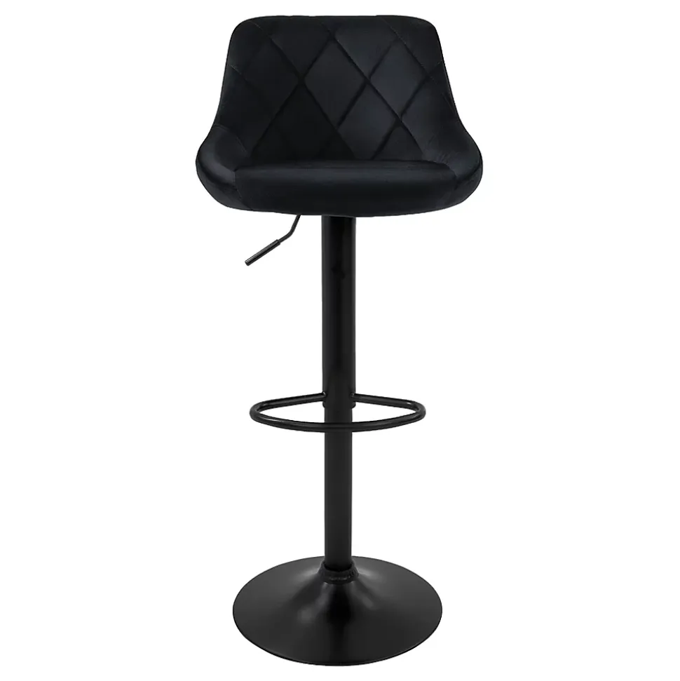 Lot 4 tabouret de bar rembourrées velours chaise noir hauteur réglable 62-82cm