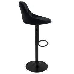 Lot 4 tabouret de bar rembourrées velours chaise noir hauteur réglable 62-82cm