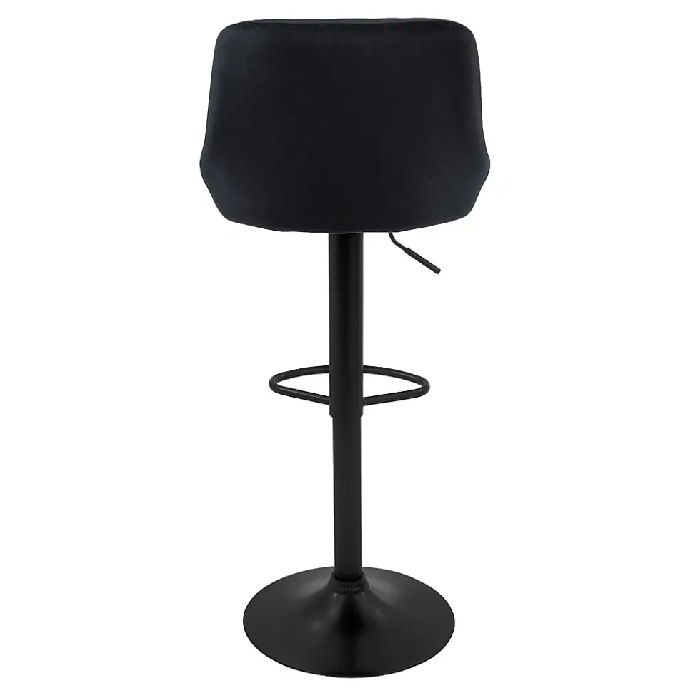 Lot 4 tabouret de bar rembourrées velours chaise noir hauteur réglable 62-82cm