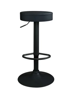 Lot 2 Tabourets Bar Rond Siège Simili Rembourré Pivotant Hauteur Réglable YO (noir Intégral)