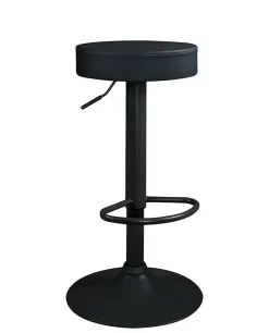 Lot 2 Tabourets Bar Rond Siège Simili Rembourré Pivotant Hauteur Réglable YO (noir Intégral)