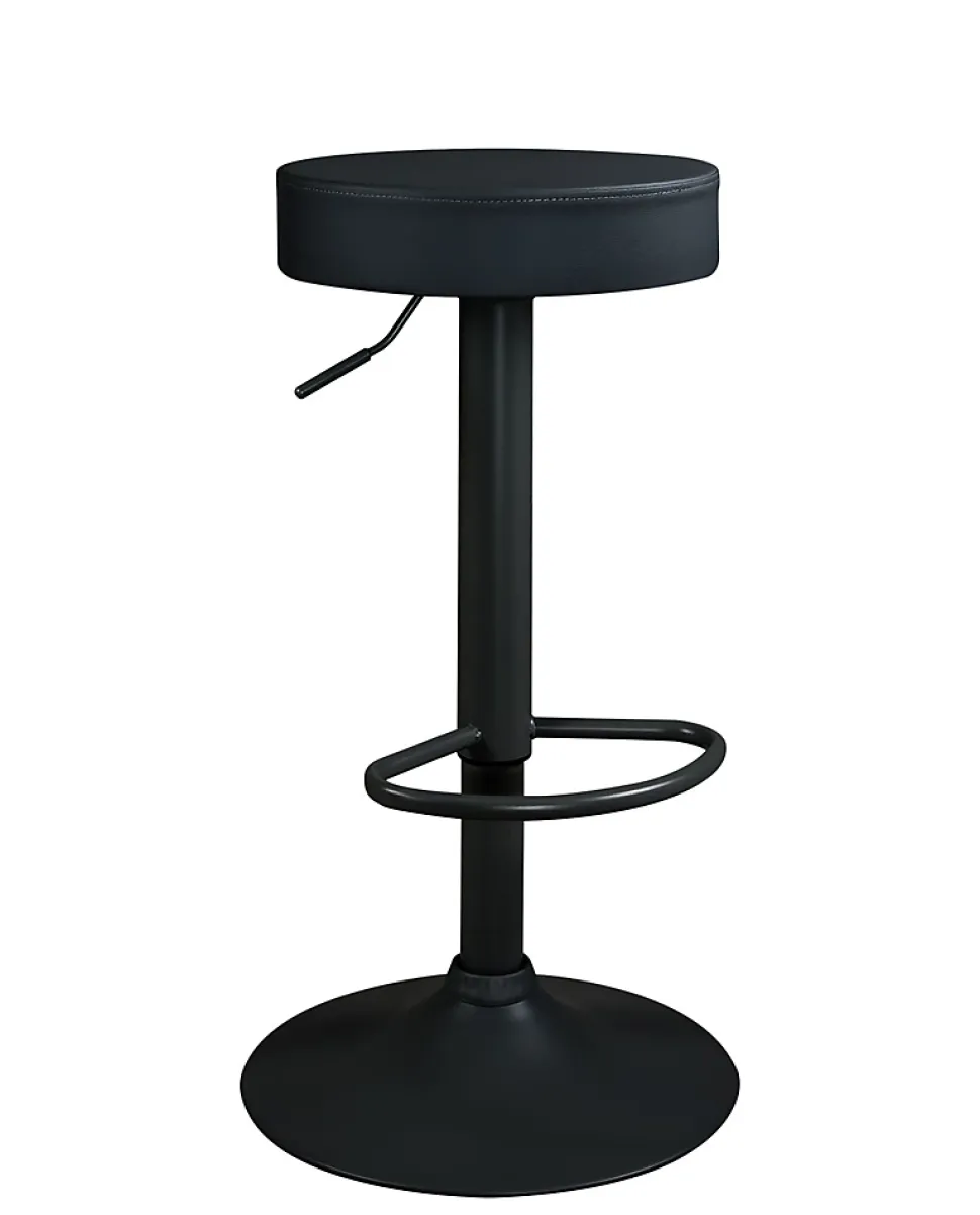 Lot 2 Tabourets Bar Rond Siège Simili Rembourré Pivotant Hauteur Réglable YO (noir Intégral)