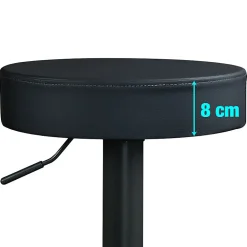 Lot 2 Tabourets Bar Rond Siège Simili Rembourré Pivotant Hauteur Réglable YO (noir Intégral)
