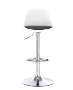 Lot 2 Tabourets De Bar Coussin Simili Pivotant Hauteur Réglable Pied Chrome SIG (blanc Noir)