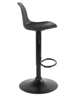 Lot 2 Tabourets De Bar Design Coussin Simili Pivotant Hauteur Réglable SIG (noir Intégral)