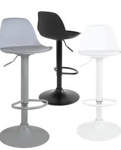 Lot 2 Tabourets De Bar Design Coussin Simili Pivotant Hauteur Réglable SIG (noir Intégral)