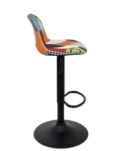 Lot 2 Tabourets De Bar Design Siège Rembourré Patchwork Tissu Pivotant Hauteur Réglable SIG (patch)