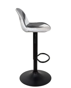 Lot 2 Tabourets De Bar Design Siège Rembourré Patchwork Tissu Pivotant Hauteur Réglable SIG (gris)