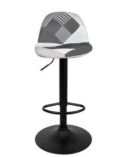 Lot 2 Tabourets De Bar Design Siège Rembourré Patchwork Tissu Pivotant Hauteur Réglable SIG (gris)