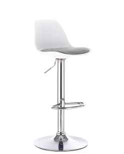 Lot 2 Tabourets De Bar Design Coussin Simili Pivotant Hauteur Réglable SIG (blanc Gris)