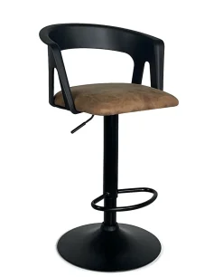 Lot 2 Tabourets De Bar Dossier Accoudoirs Coussin Pivotant Hauteur Réglable AYO (noir Marron)