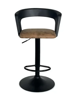 Lot 2 Tabourets De Bar Dossier Accoudoirs Coussin Pivotant Hauteur Réglable AYO (noir Marron)