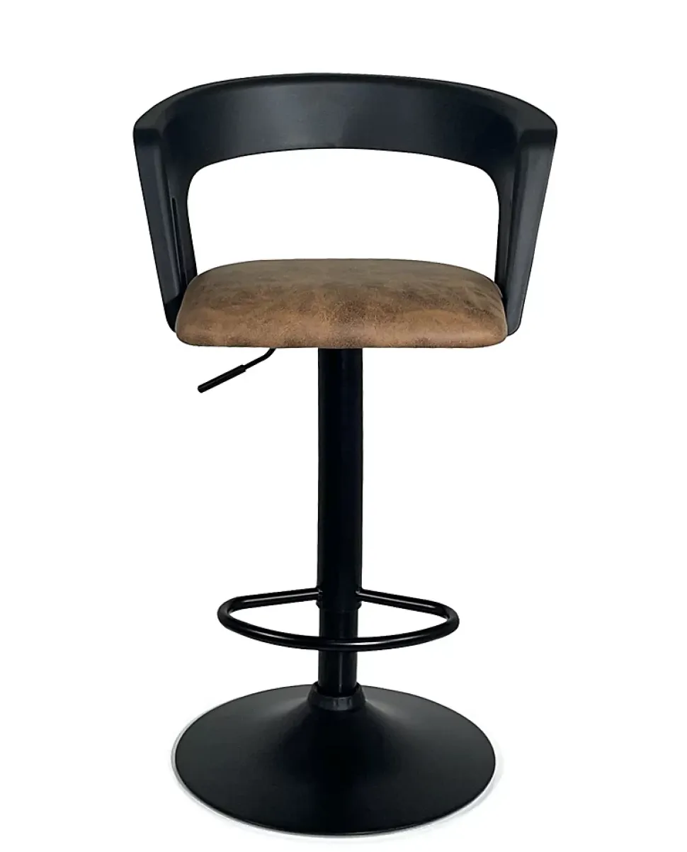 Lot 2 Tabourets De Bar Dossier Accoudoirs Coussin Pivotant Hauteur Réglable AYO (noir Marron)