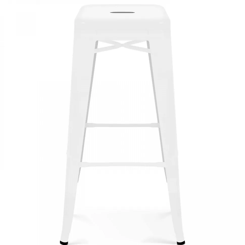 Lot 4 tabourets de bar en métal blanc mat Oviala