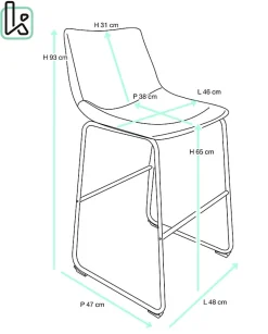 Lot 2 Tabourets De Bar Industriels Simili Rembourré Effet Vintage Pieds Métal Helio 64 (noir Gris)