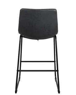 Lot 2 Tabourets De Bar Industriels Simili Rembourré Effet Vintage Pieds Métal Helio 64 (noir Gris)