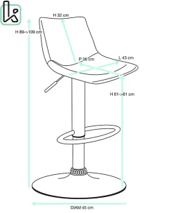 Lot 2 Tabourets De Bar Industriels Simili Rembourré Effet Vintage Pivotant Hauteur Réglable Helio