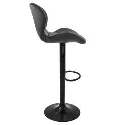 Lot 4 tabourets de bar rembourrées velours chaise gris hauteur réglable 59-79cm