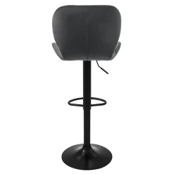 Lot 4 tabourets de bar rembourrées velours chaise gris hauteur réglable 59-79cm