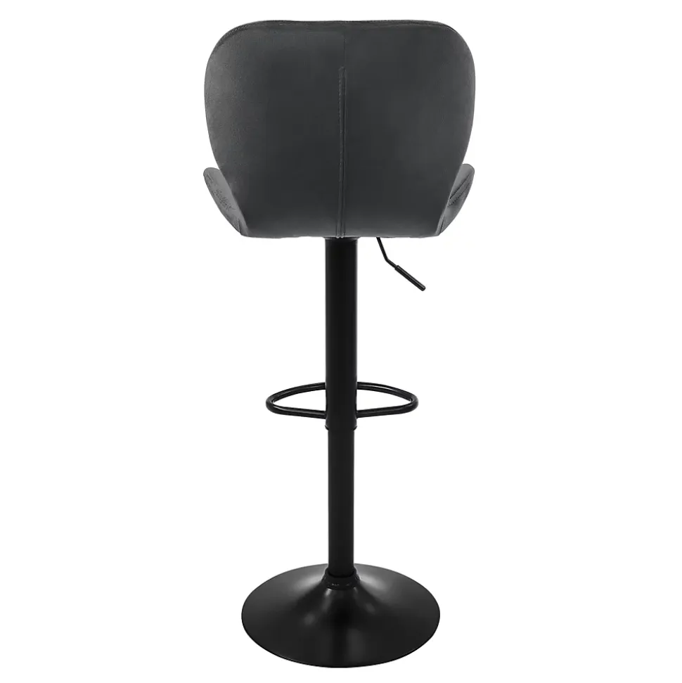 Lot 4 tabourets de bar rembourrées velours chaise gris hauteur réglable 59-79cm