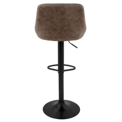 Lot 2 tabourets de bar rembourrées en simili marron hauteur réglable 62-82 cm