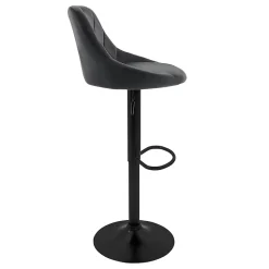 Lot 4 tabourets de bar rembourrées velours chaise gris hauteur réglable 62-82cm