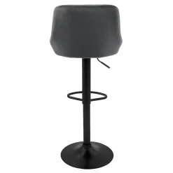 Lot 4 tabourets de bar rembourrées velours chaise gris hauteur réglable 62-82cm