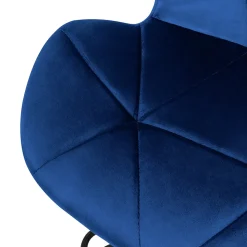 Lot 4 tabourets de bar rembourrées velours chaise bleu hauteur réglable 59-79 cm