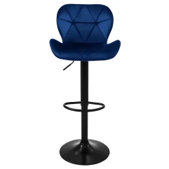 Lot 4 tabourets de bar rembourrées velours chaise bleu hauteur réglable 59-79 cm