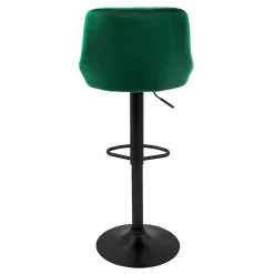 Lot 2 tabourets de bar rembourrées velours chaise vert hauteur réglable 62-82cm