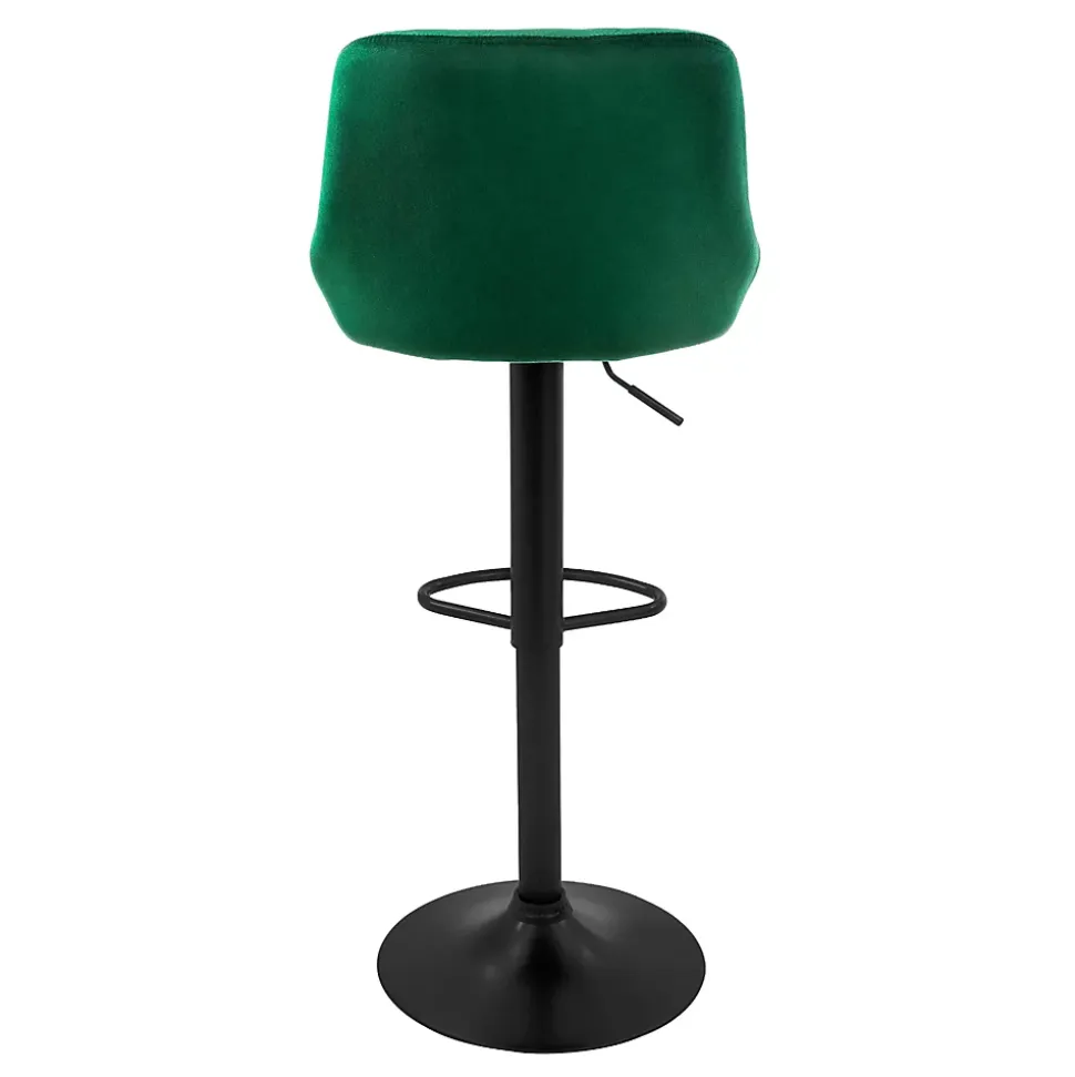 Lot 2 tabourets de bar rembourrées velours chaise vert hauteur réglable 62-82cm