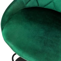 Lot 2 tabourets de bar rembourrées velours chaise vert hauteur réglable 62-82cm
