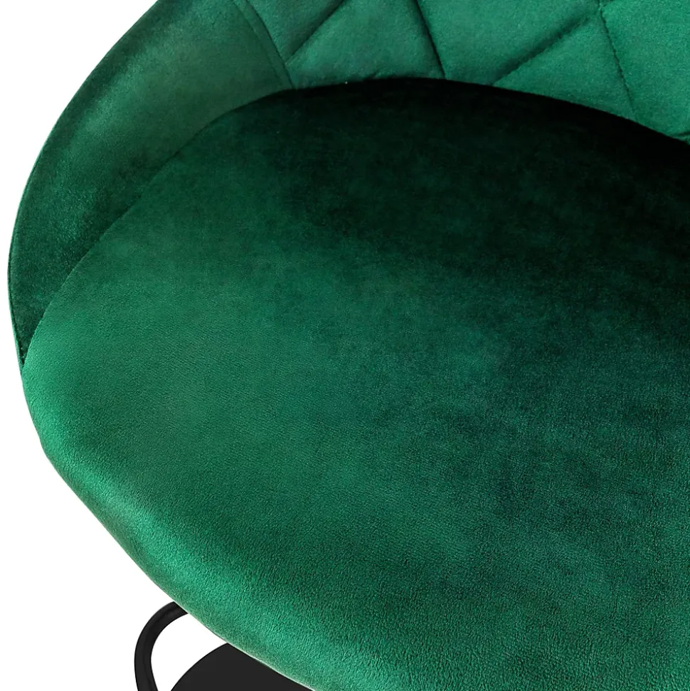 Lot 2 tabourets de bar rembourrées velours chaise vert hauteur réglable 62-82cm