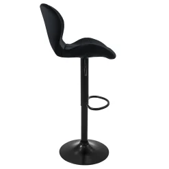 Lot 2 tabourets de bar rembourrées velours chaise noir hauteur réglable 59-79cm